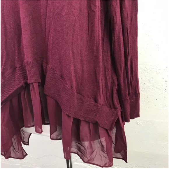 Torrid Burgundy Plum V-Neck Ruffle Hem Tunic Sweater Size 3X - Picture 3 of 10